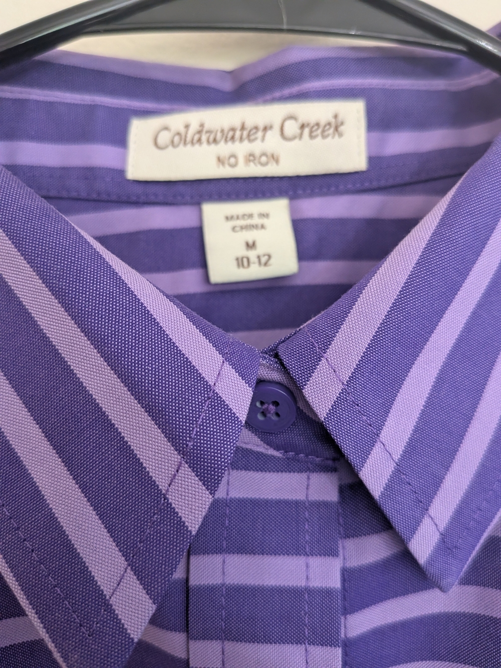 Coldwater Creek Women's Purple Striped Button-Up Shirt - Picture 5 of 6